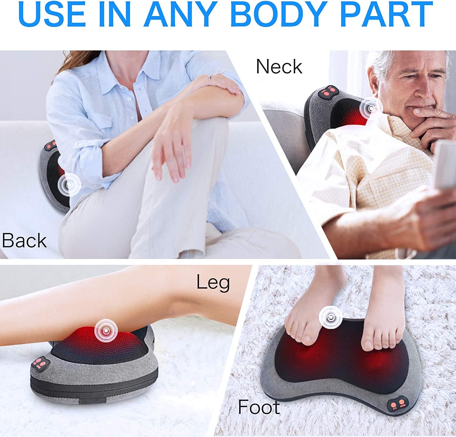 Cozy Vibez Heated Deep Tissue Back and Neck Massager Pillow 