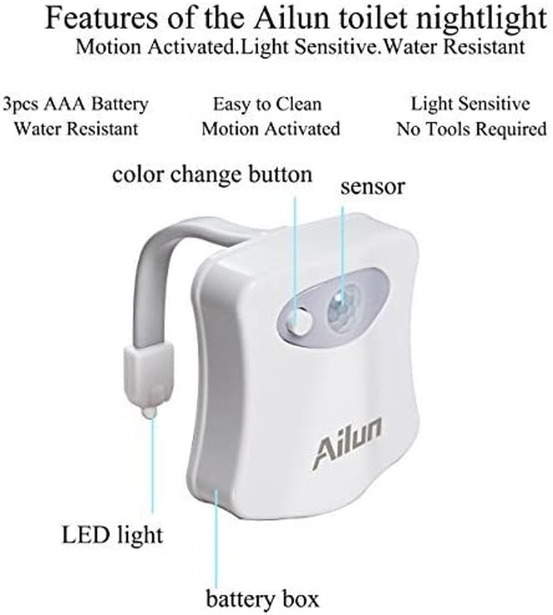 Motion Sensor Activated LED Toilet Night Light (8 Colors)