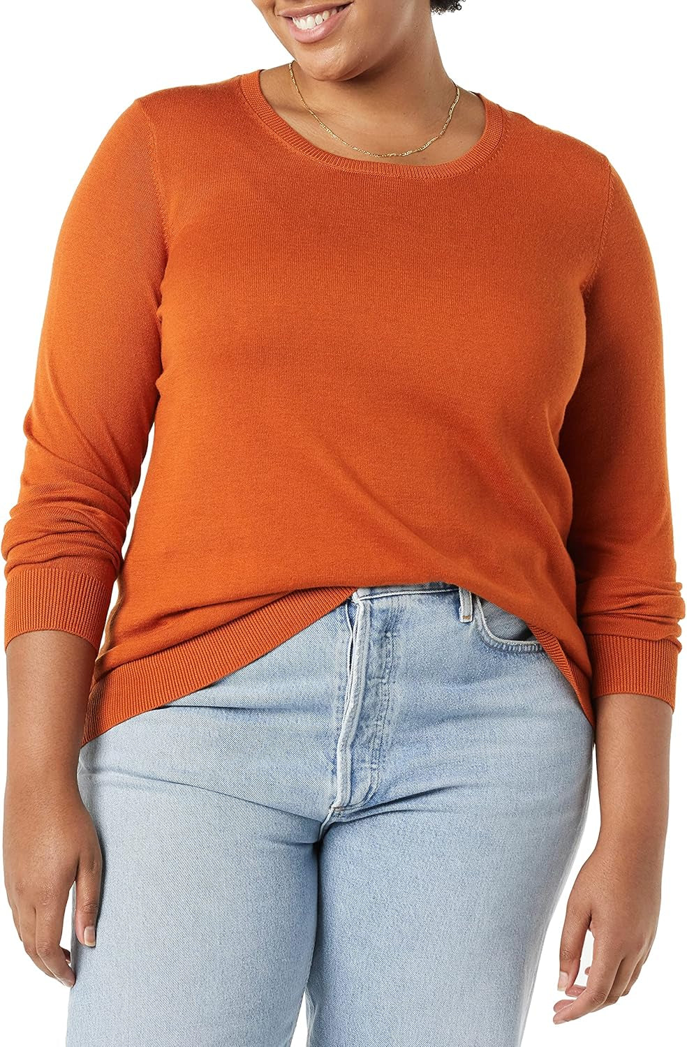 Women's Long-Sleeve Lightweight Crewneck Sweater (Available in plus Size)