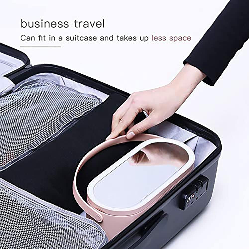 Travel Makeup Organizer Box with LED Mirror, White Portable Makeup Case Touch Switch Home Cosmetic Box