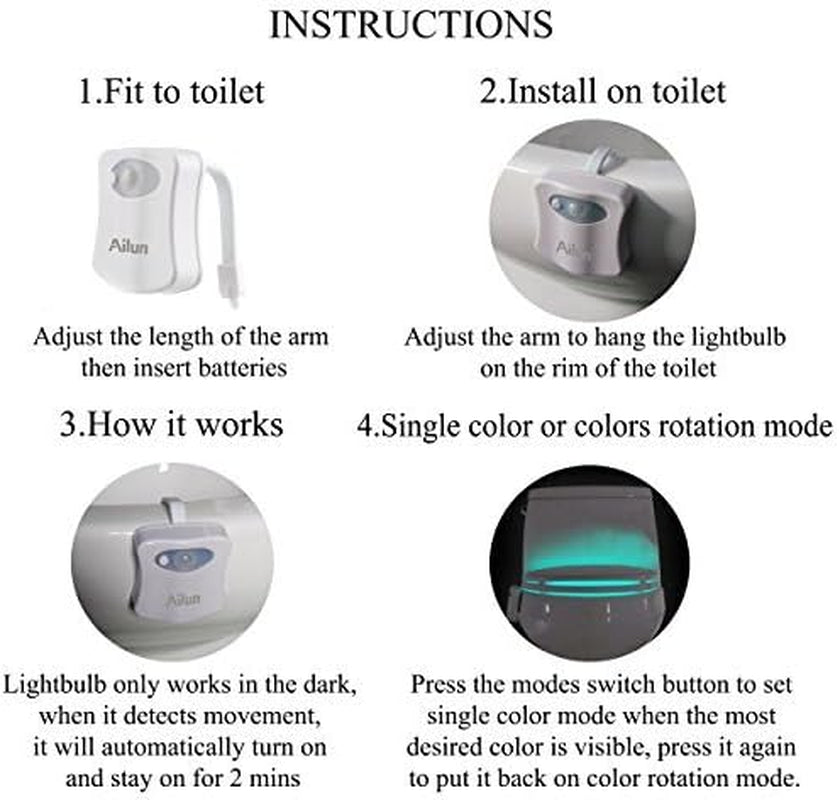 Motion Sensor Activated LED Toilet Night Light (8 Colors)