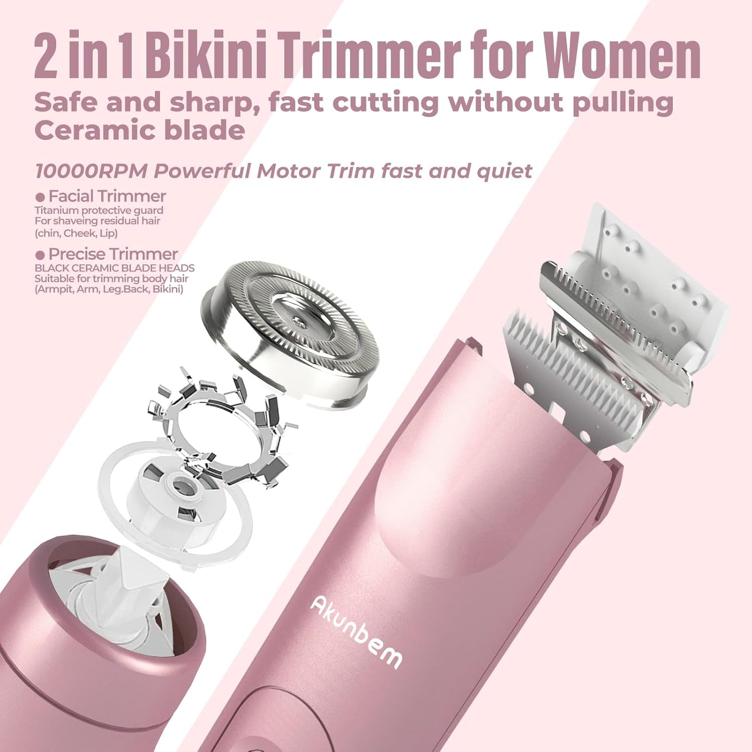 LuxeBlade 2 in 1 Women Electric Shaver Dual Head Bikini Trimmer 