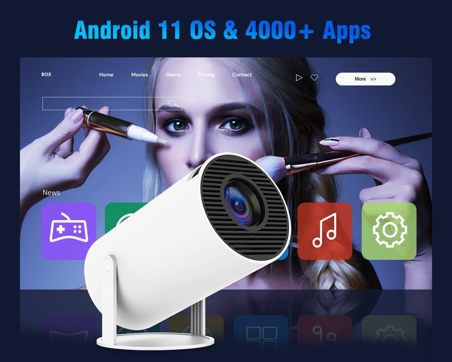 4K 1080P Full HD 180°Rotatable  Portable Smart Mini Projector