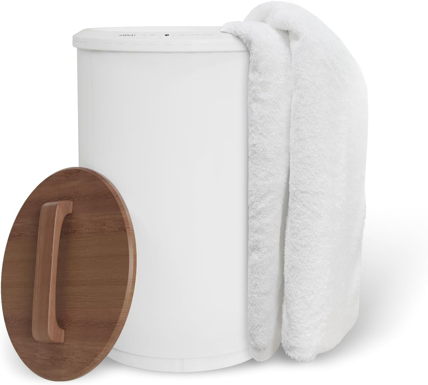 Large Towel Warmer for Bathroom - Heated Towel Warmers Bucket, Wooden Lid, Auto Shut Off, Fits up to Two 40"X70" Oversized Towels, Best Ideals