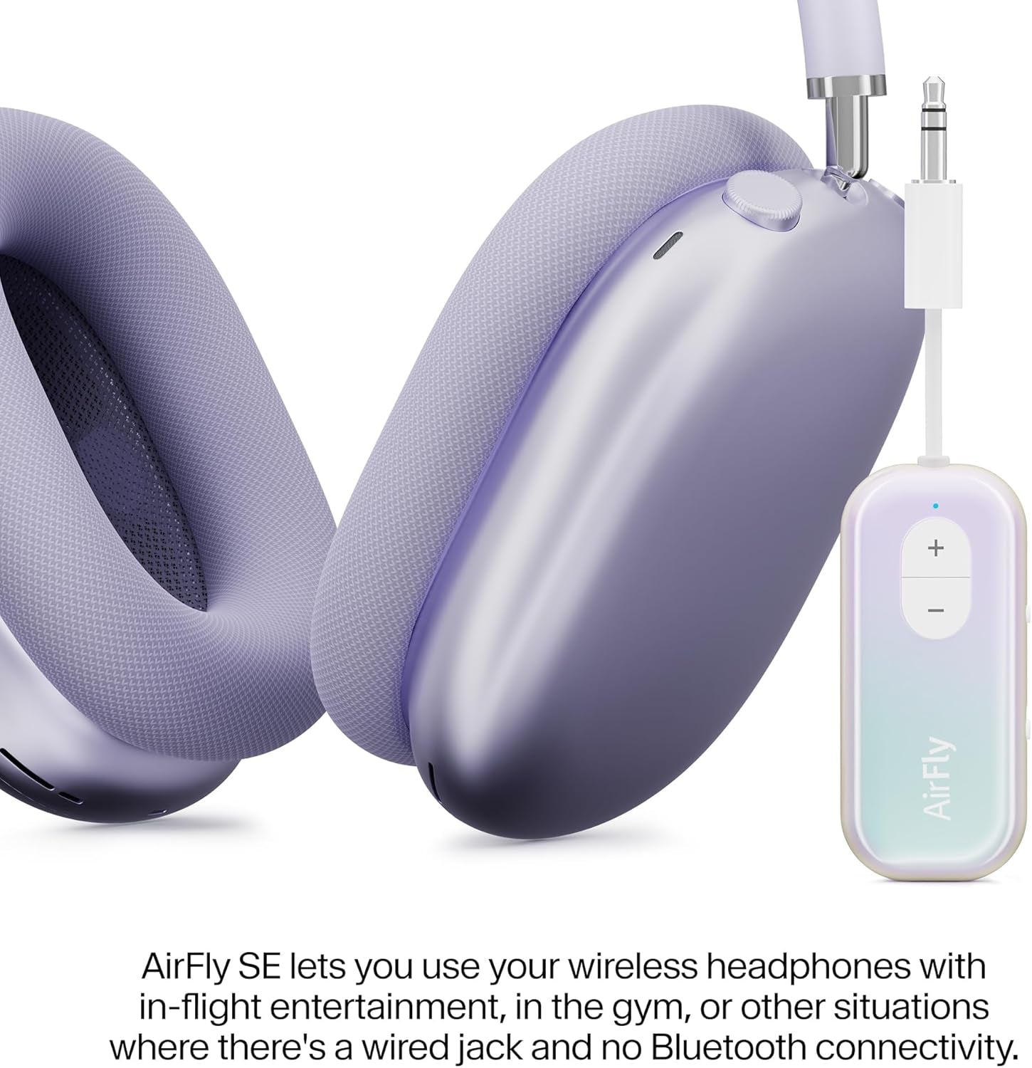 Airfly SE Iridescent Bluetooth Wireless Audio Transmitter Receiver for Airpods or Wireless Headphones - Use with Any 3.5Mm Audio Jack for Airplane, Gym Equipment, TV, Ipad/Tablet and Auto