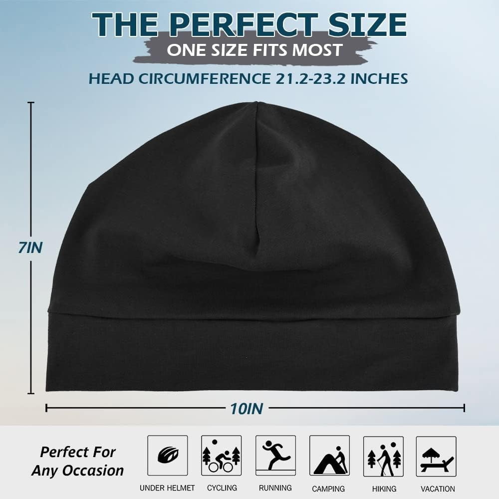 Breathable Lightweight Cotton Skull Caps for Men Women (2-Pack)