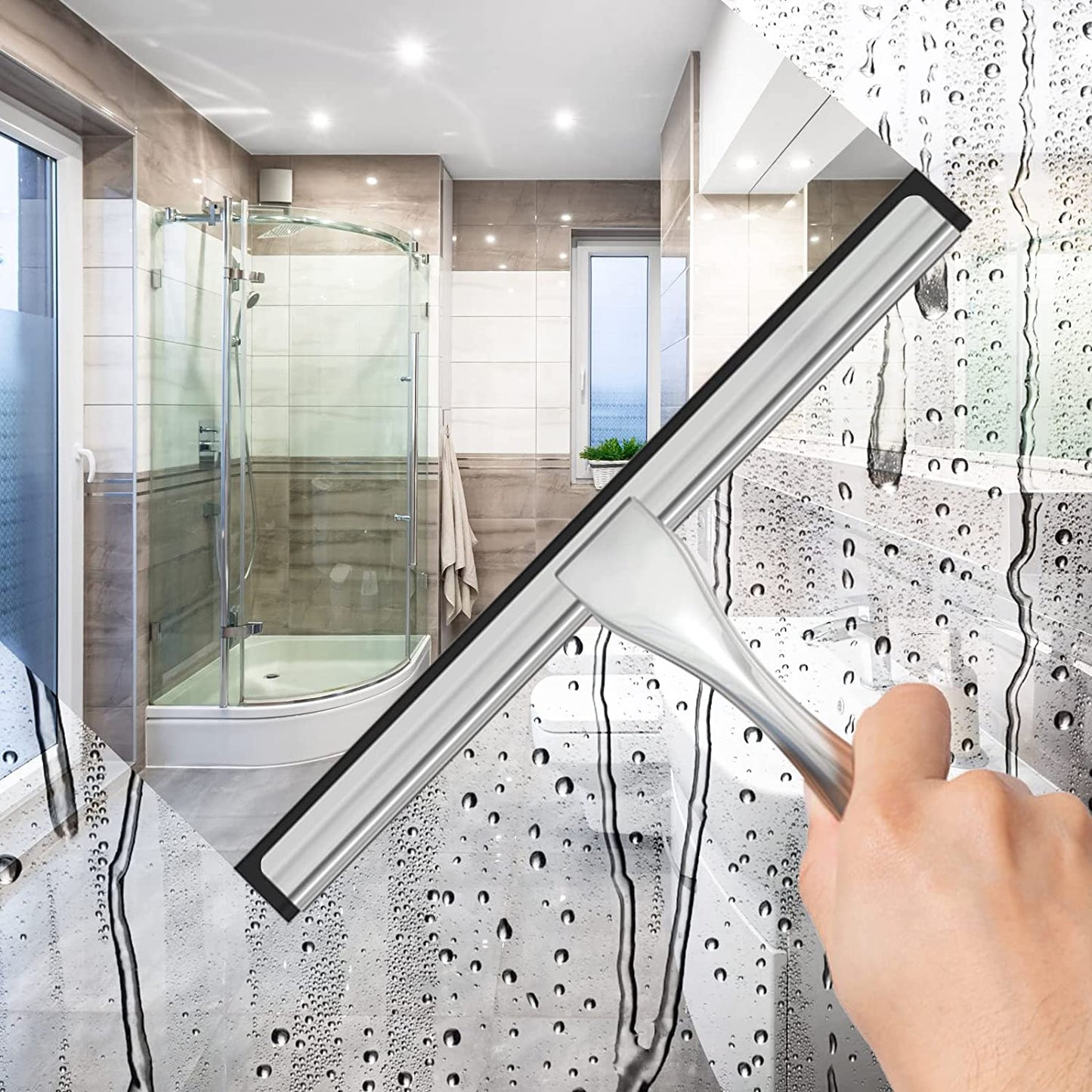 SparkleSwipe Shower Squeegee (Stainless Steel)