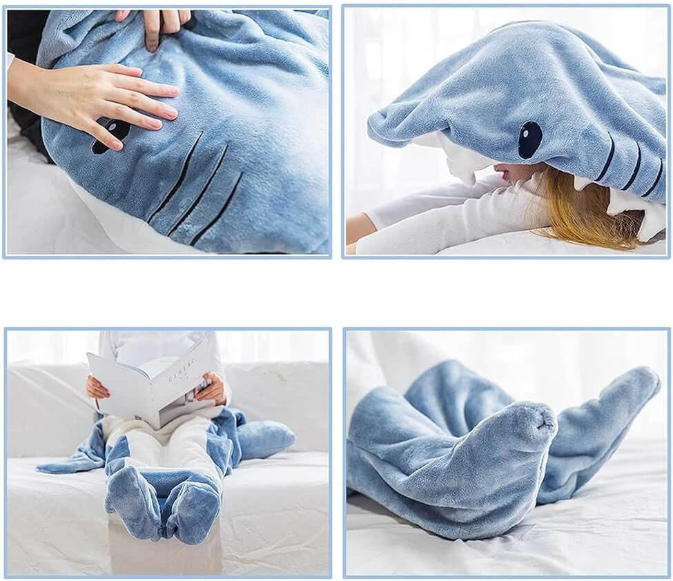 Shark Blanket Hoodie Onesie Adult & Kid, Wearable Shark Blanket, Shark Sleeping Bag, Soft Cozy Shark Onesie Costume