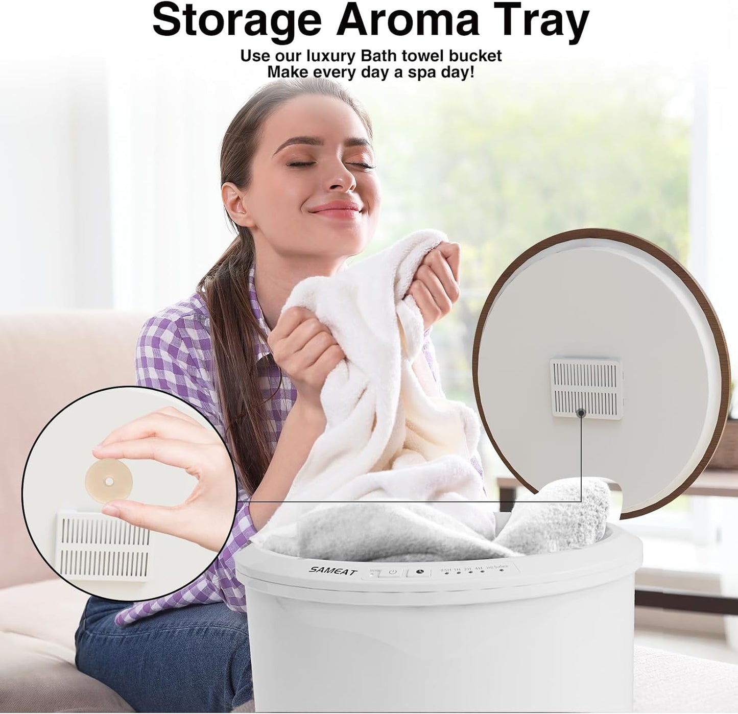 Large Towel Warmer for Bathroom - Heated Towel Warmers Bucket, Wooden Lid, Auto Shut Off, Fits up to Two 40"X70" Oversized Towels, Best Ideals