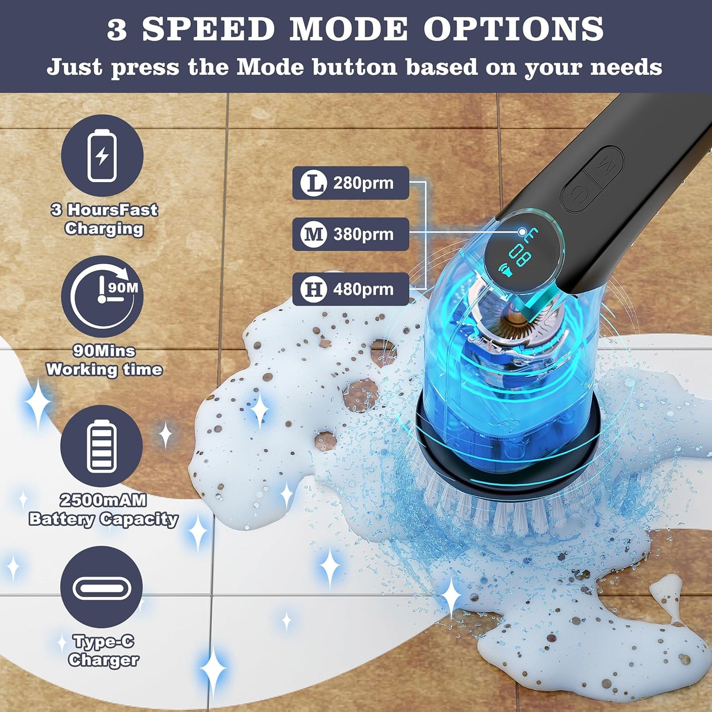 Cordless Electric Bathroom Clean Scrubber