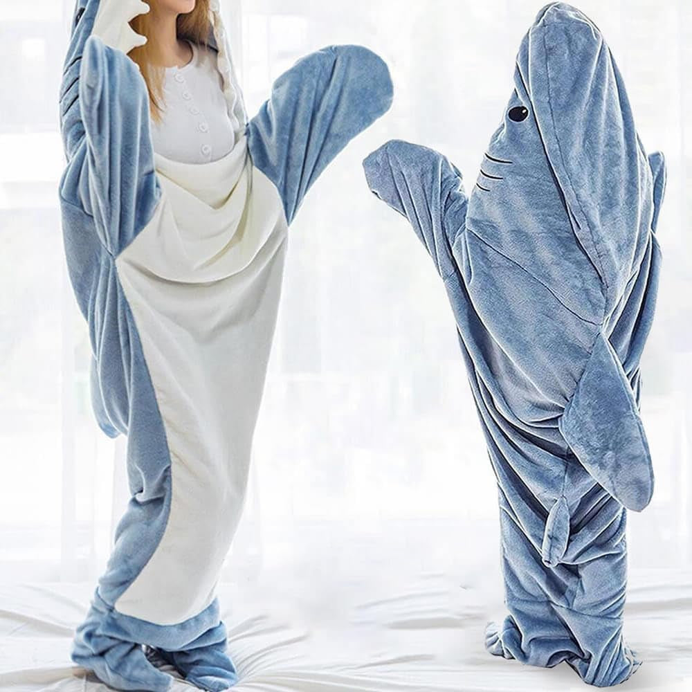 Shark Blanket Hoodie Onesie Adult & Kid, Wearable Shark Blanket, Shark Sleeping Bag, Soft Cozy Shark Onesie Costume