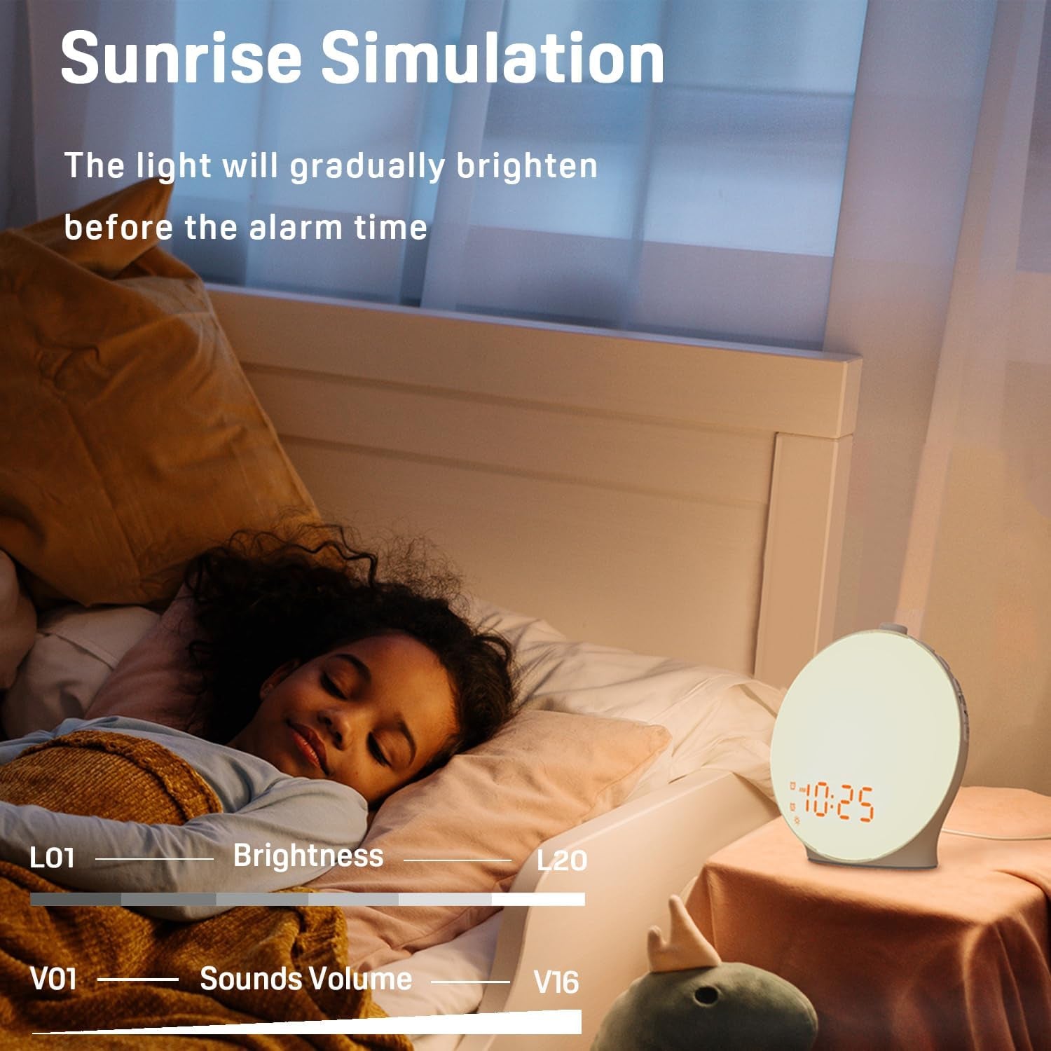 Stimulating Sunrise Alarm Clock For Kids (7 Colors & 7 Natural Sounds)