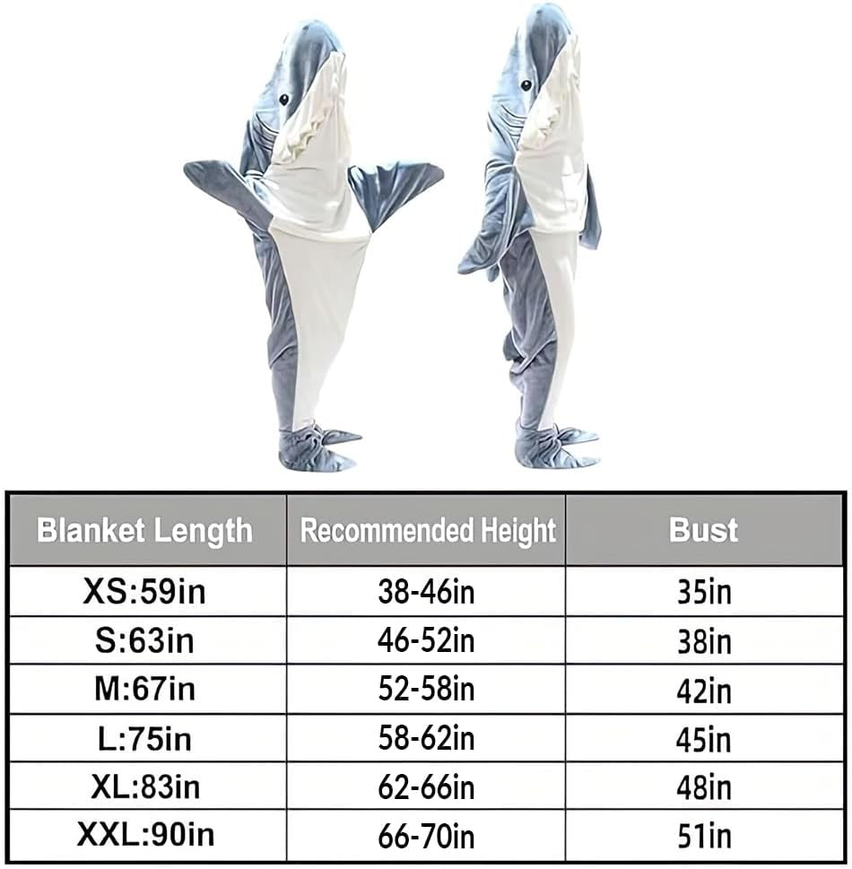 Shark Blanket Hoodie Onesie Adult & Kid, Wearable Shark Blanket, Shark Sleeping Bag, Soft Cozy Shark Onesie Costume